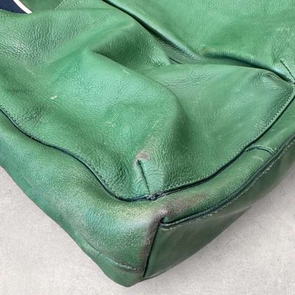 COACH Heritage Web F70558 Green Leather Foldover Tote Messenger Men’s Bag - Picture 8 of 11